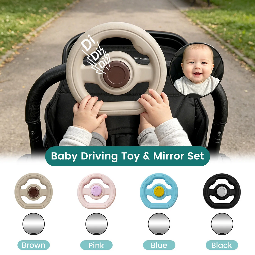 Baby Stroller Steering Wheel & Mirror Set