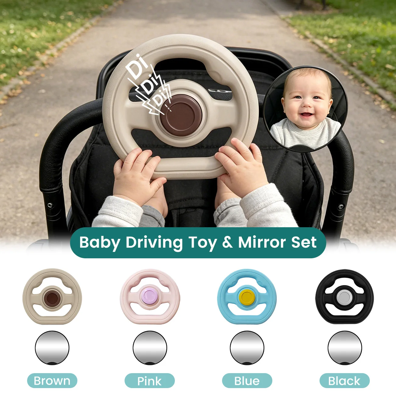 Baby Stroller Steering Wheel & Mirror Set