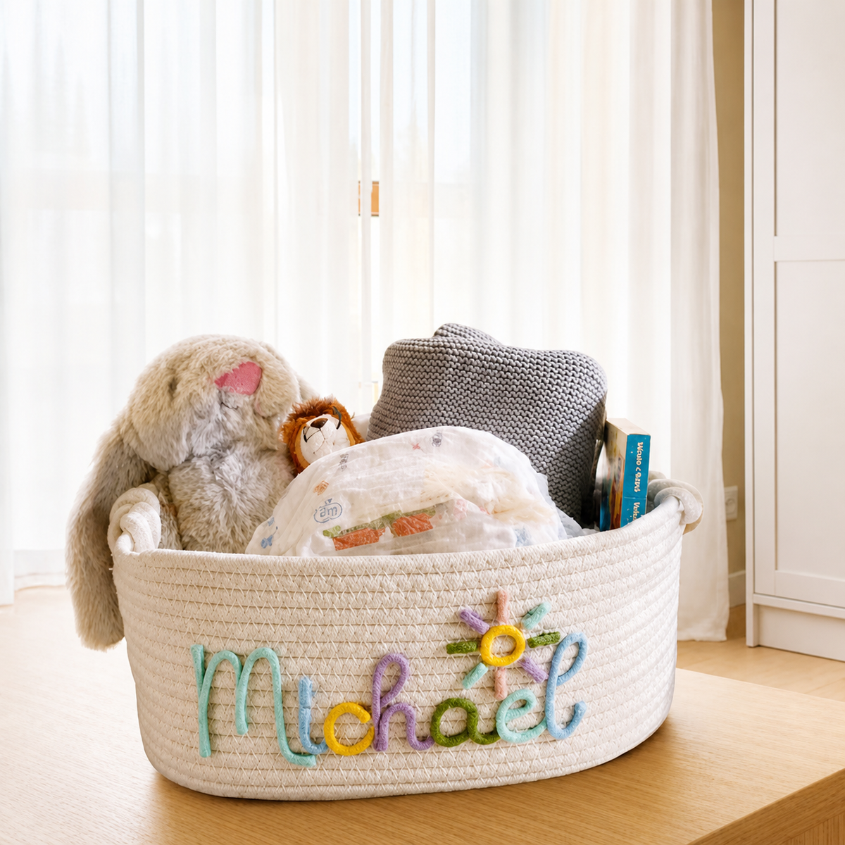 EVAM BABY Multicolor Personalized Knitted Basket