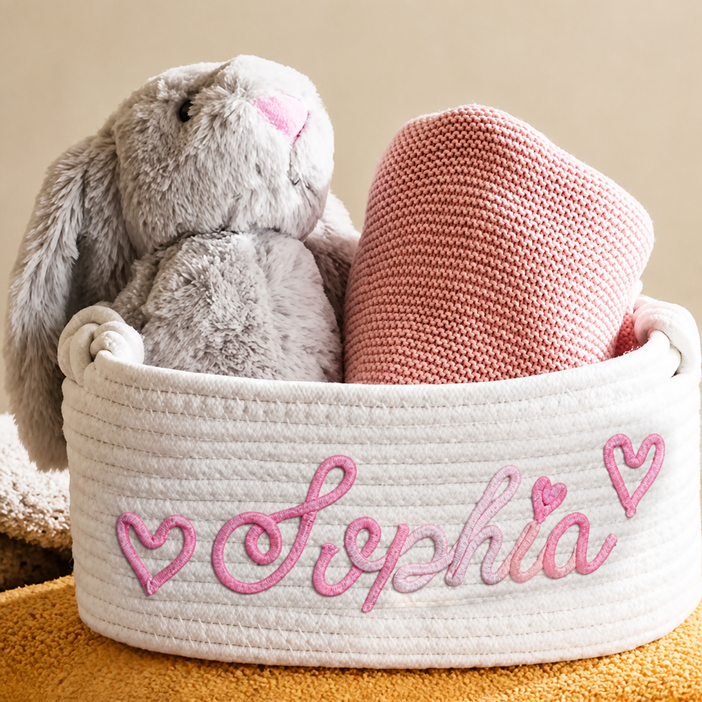 Small, Medium and Large knitted basket sizes