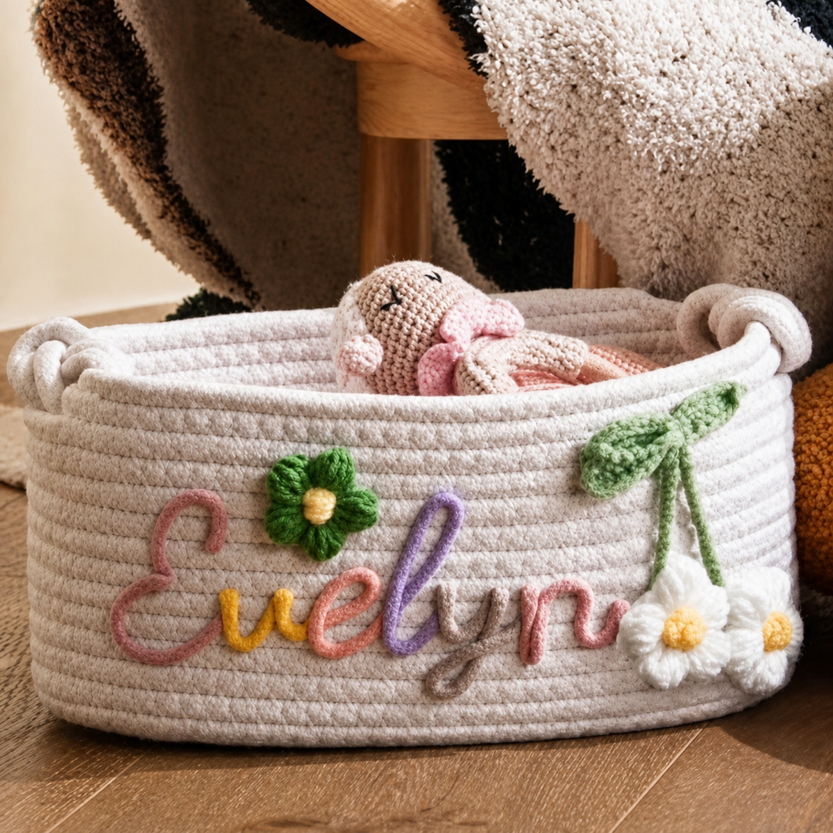 EVAM BABY Multicolor Personalized Knitted Basket