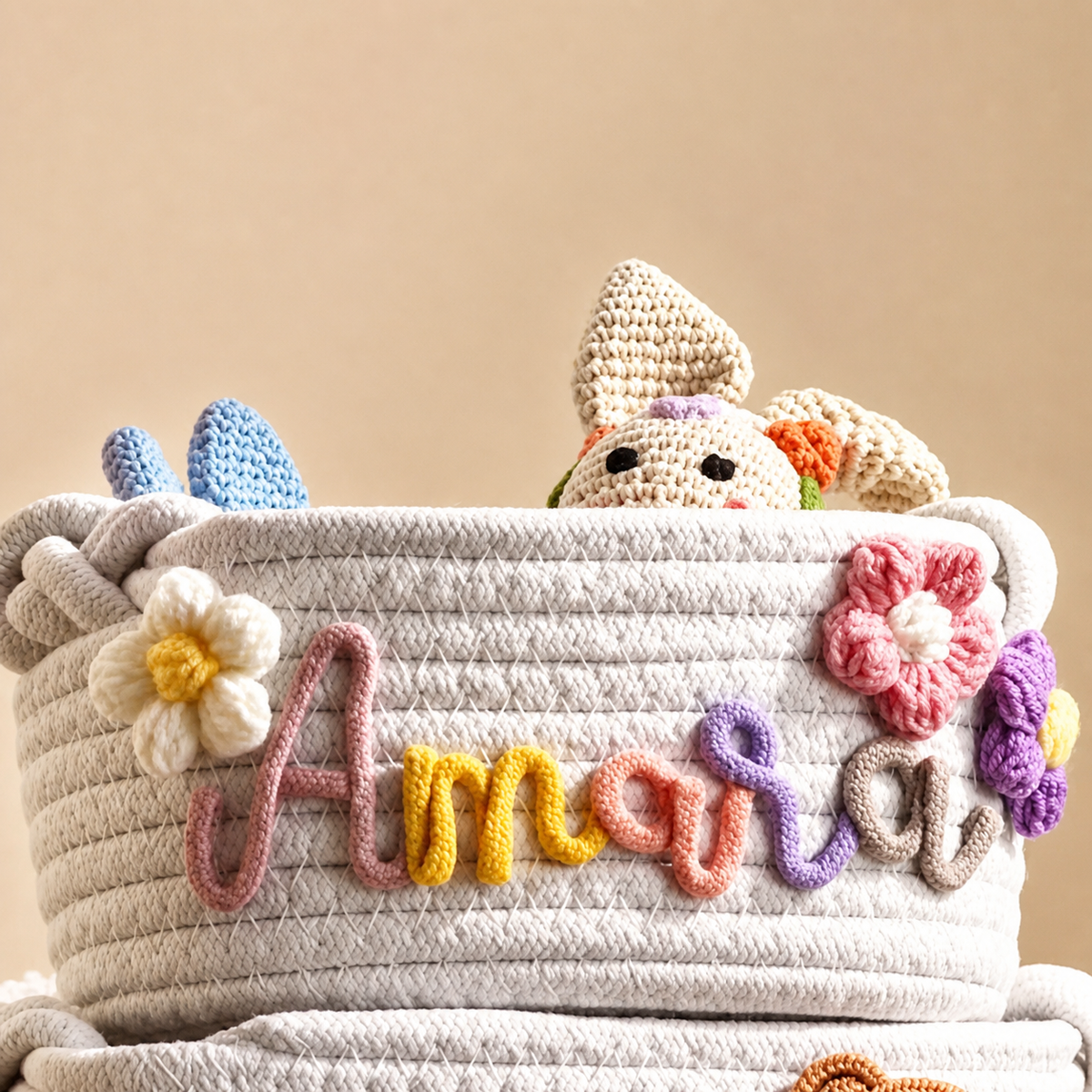 EVAM BABY Multicolor Personalized Knitted Basket