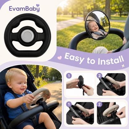 Baby Stroller Steering Wheel & Mirror Set