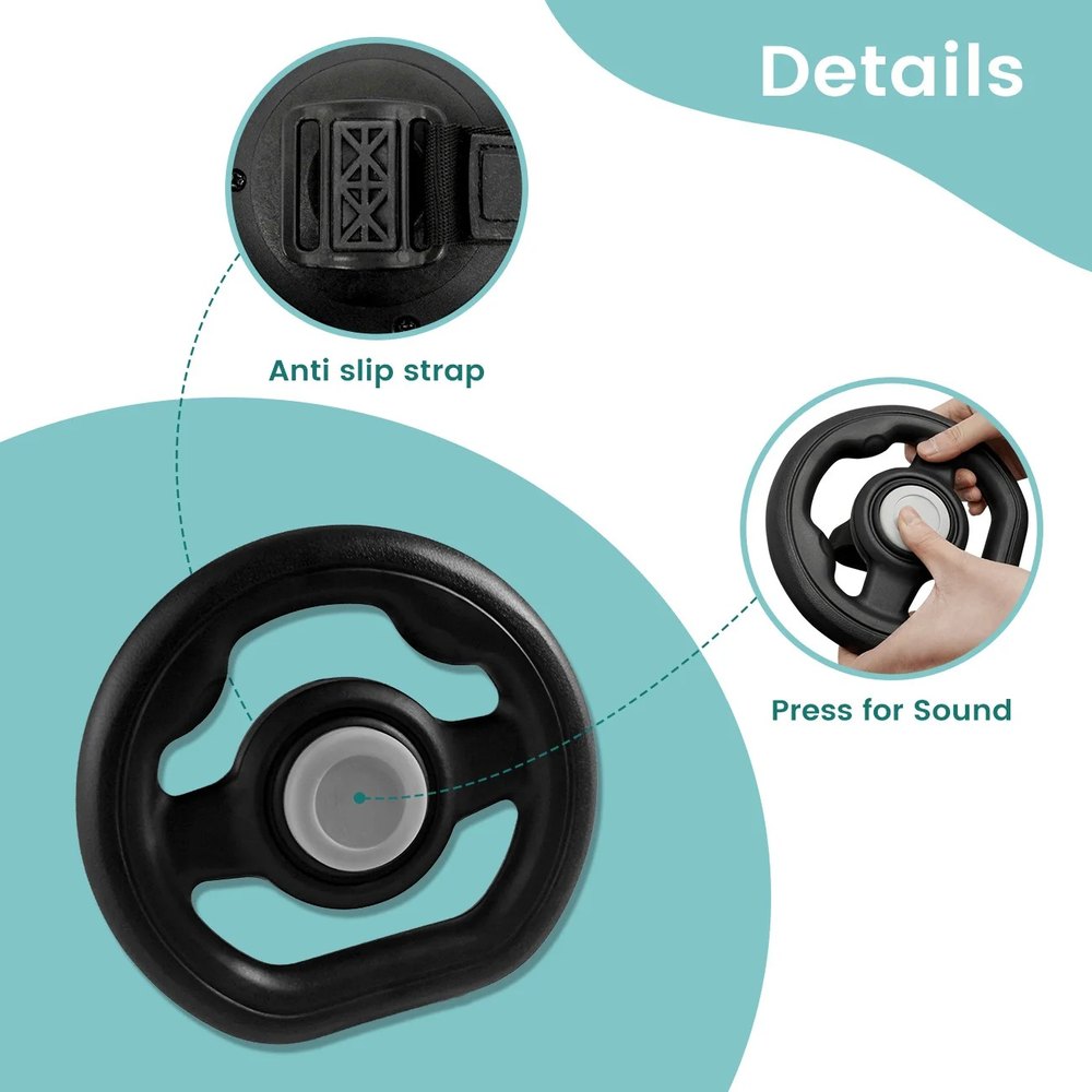 Close-up of the anti-slip strap and the press-for-sound centre button