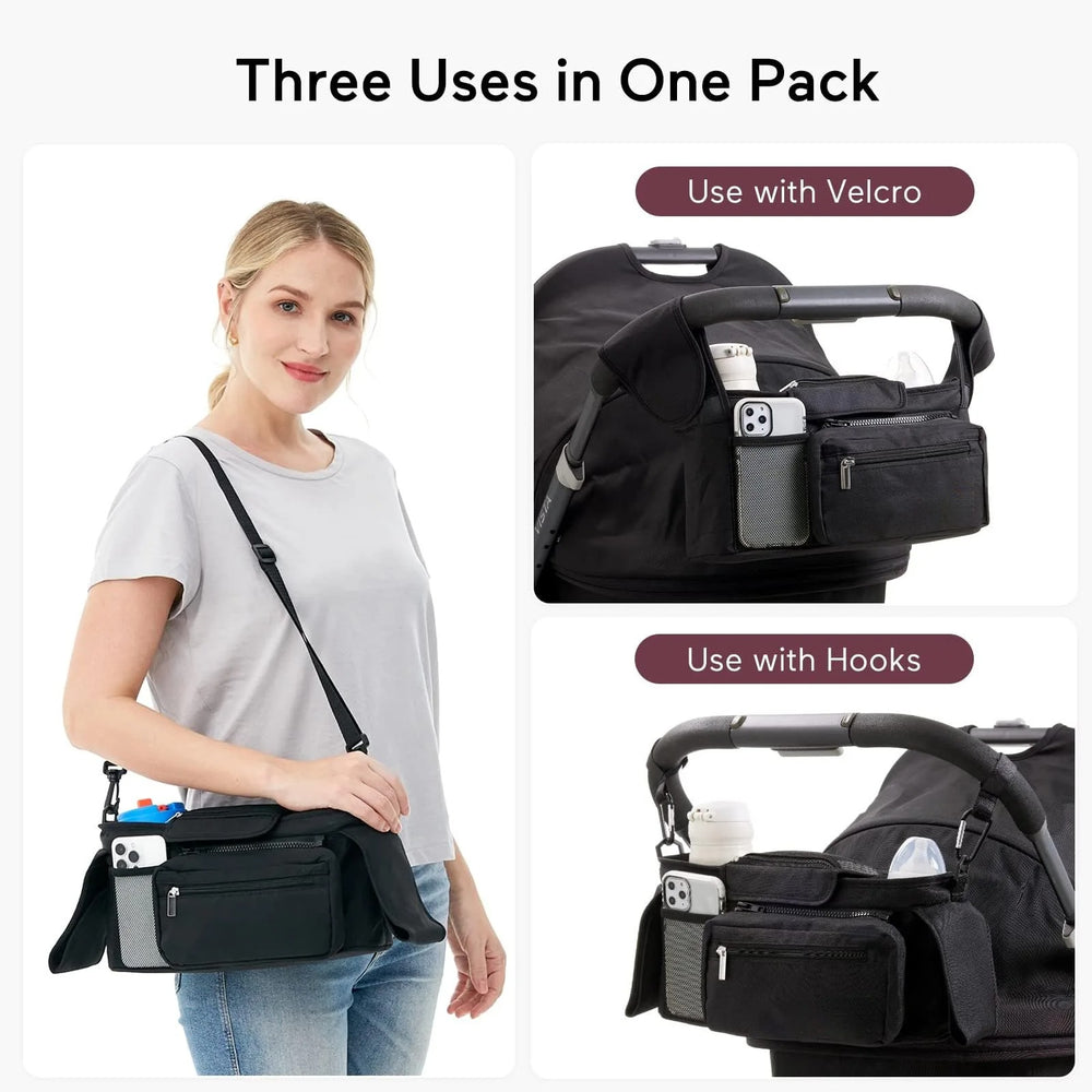 The organizer used with Velcro straps, with hooks and as a shoulder bag