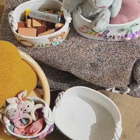 EVAM BABY Multicolor Personalized Knitted Basket - product video