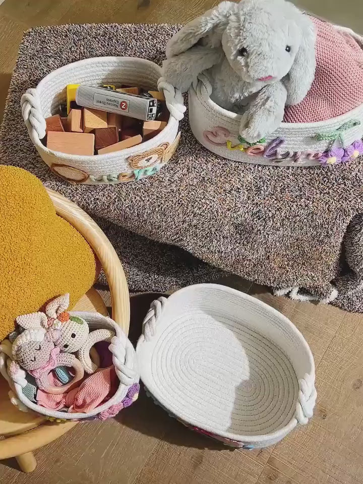 EVAM BABY Multicolor Personalized Knitted Basket - product video