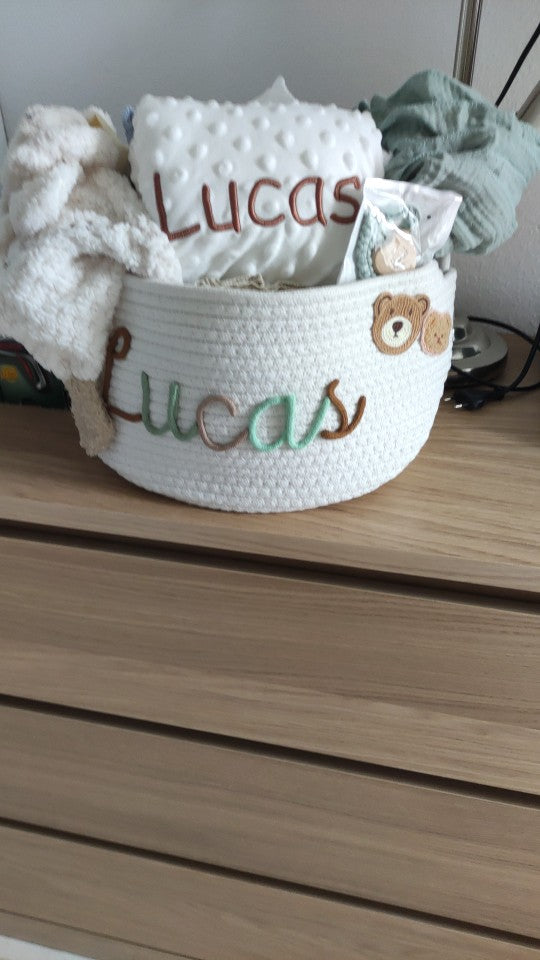EVAM BABY personalized knitted basket shared by a customer