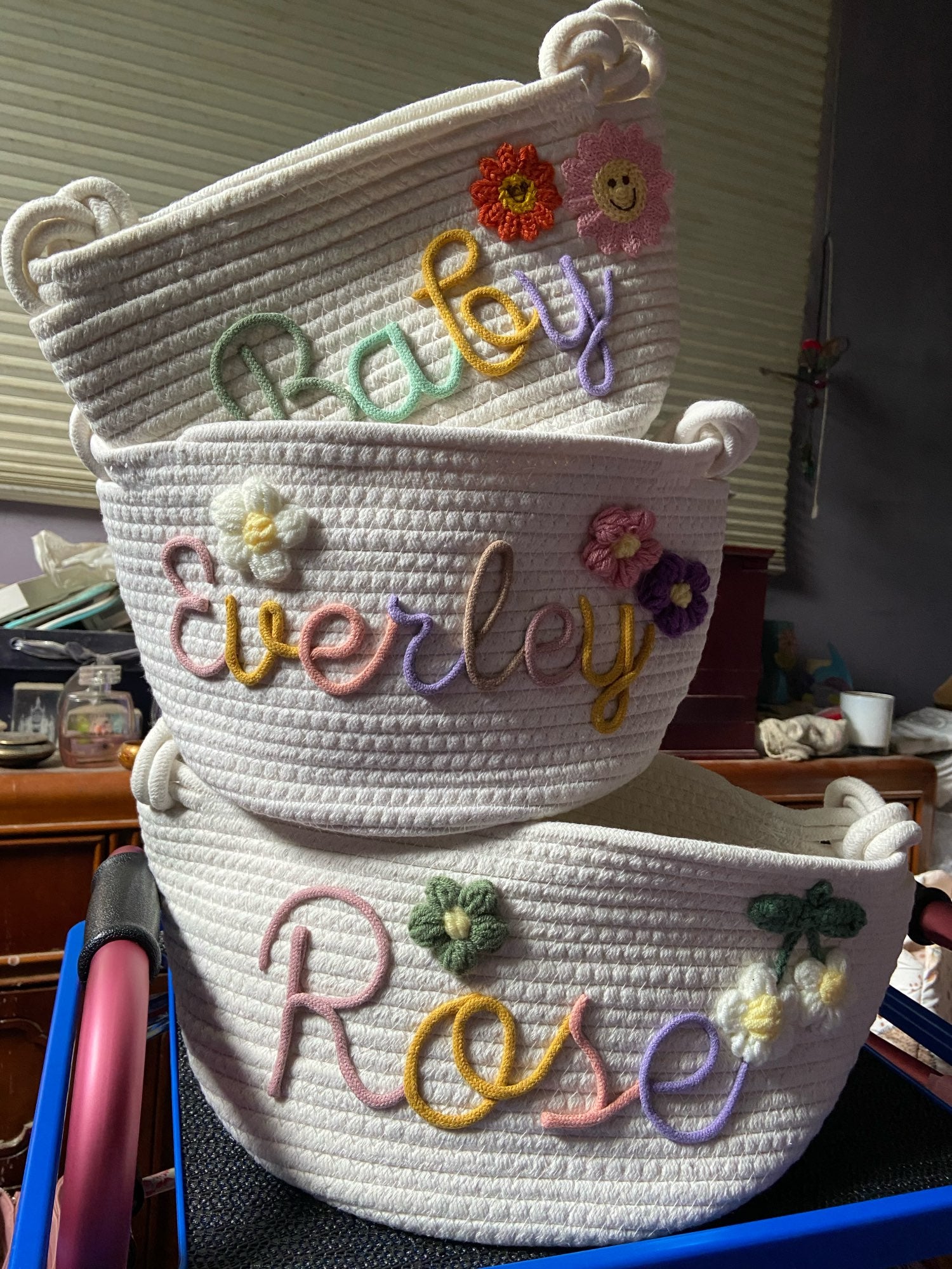 EVAM BABY personalized knitted basket shared by a customer